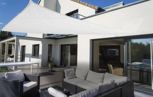 "Dreieck-Sonnensegel wasserabweisend weiss 460 x 460 x 460cm image"