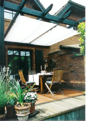 "Pergola Bausatz inkl. Sonnensegel, weiß, 330 x 140 cm image"
