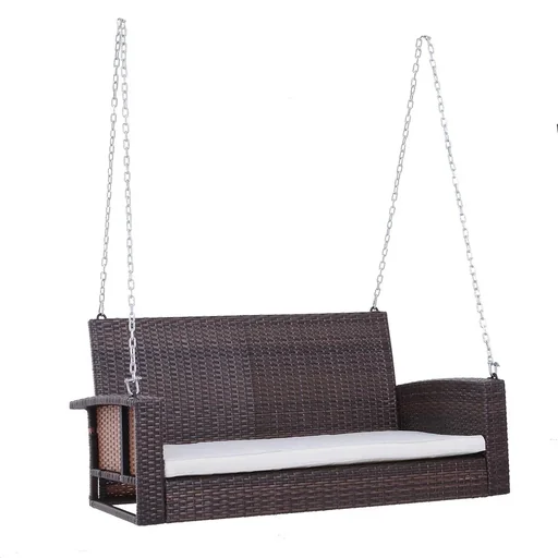 "Hängebank 2-Sitzer Rattan Gartensc image"