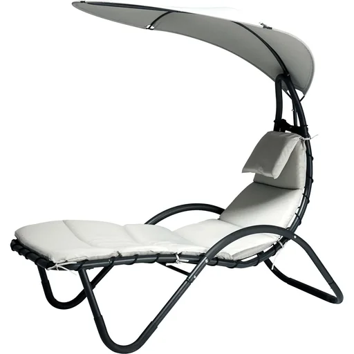 "Gartenliege Sonnenliege mit Kissen und Sonnendach Relaxliege ergonomisch wetterbeständig 181 x 127 x 177 cm image"