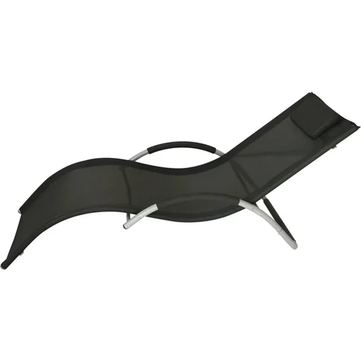 "Gartenliege Sonnenliege mit Kissen Relaxliege ergonomisch wetterbeständig Aluminium Schwarz 168 x 63 x 68 cm image"