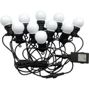LED-Kabel 10 Meter mit Stecker, inkl. 20x 0,5W LED-Birnen, 6000K Tageslichtweiß, 600 Lumen, IP44