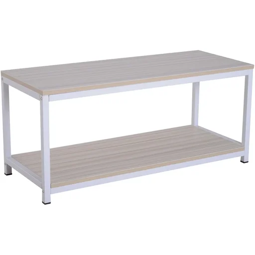 "Couchtisch Beistelltisch Sofatisch Flurtisch Ablage skandinavisch Holz + Metall Natur + Weiß 100 x 40 x 44,5 cm image"