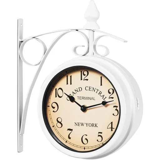"Retrostyle Bahnhofsuhr / Uhr - 29 x 9,5 x 32,5 cm -Weiß image"