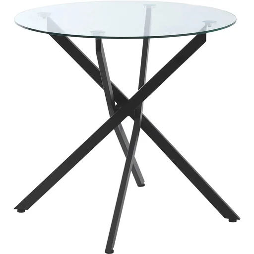 "Beistelltisch mit Sicherheitsglas runder Couchtisch Kaffeetisch Glastisch für Wohnzimmer Schlafzimmer Metall Schwarz 80 image"