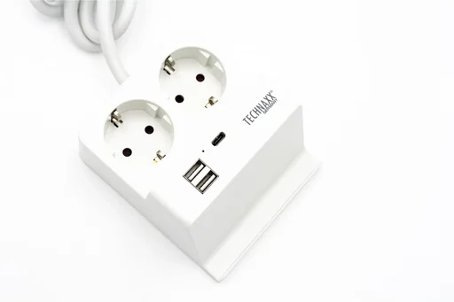 "Tischsteckdose mit USB-A und Smartphone Ablage, 2-fach image"
