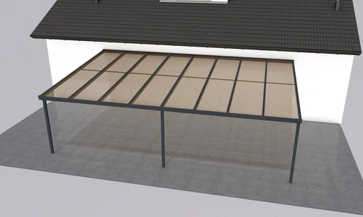 "Terrassendach Premium, anthrazit, 8125 x 5060 mm - Acryl Stegplatten 16mm, bronze image"