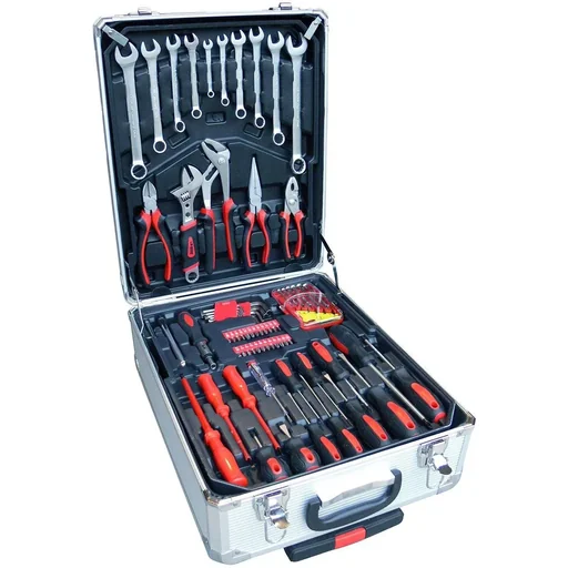 "Werkzeugkasten mit 186-teiligem Werkzeugsatz - Aluminium - GK186 image"