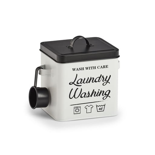 "Waschpulver-Box "Laundry", Metall, weiß/schwarz image"