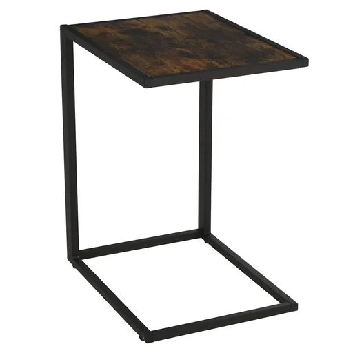 "Beistelltisch in C-Form Kaffeetisch Couchtisch Standtisch Tisch Metall MDF Rustikal-Braun 40,6 x 50,8 X 64,2 cm image"