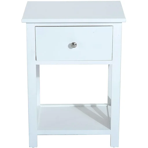 "Beistelltisch Nachttisch mit Schublade Holz Weiß image"