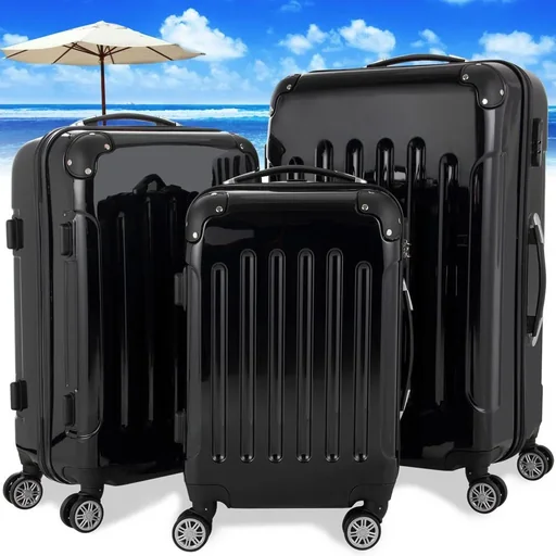 "Hartschalenkoffer 3 Stück luxuriöser schwarzer M/L/XL aus Polycarbonat image"