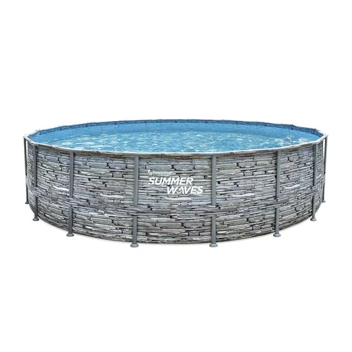 "Elite Frame Pool Ø549 x 132 cm, Teak-Optik image"