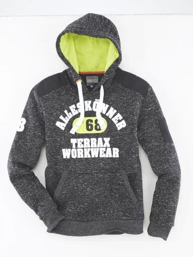 "Kapuzenpullover, Farbe schwarz/limette meliert, Gr.M image"