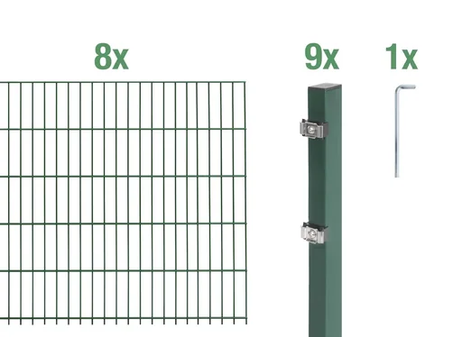 "Doppelstabmattenzaun Komplettset, grün, Höhe 100 cm, Länge 16 m image"