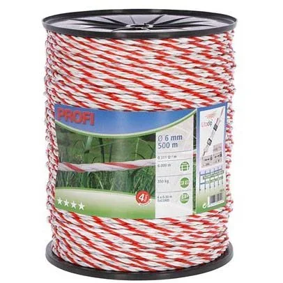"Profi Zaunseil 6Mm, 6X0,30 Tric, 500M, Weiß/Rot image"