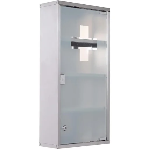 "Medizinschrank mit 4 Fachböden silber image"