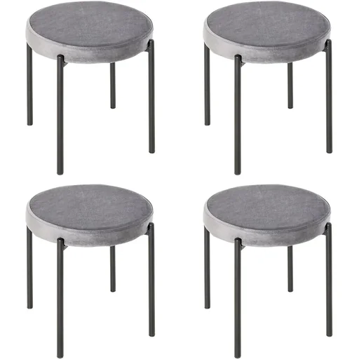 "Hocker 4-teiliges Set mit Samtüberzug Grau image"