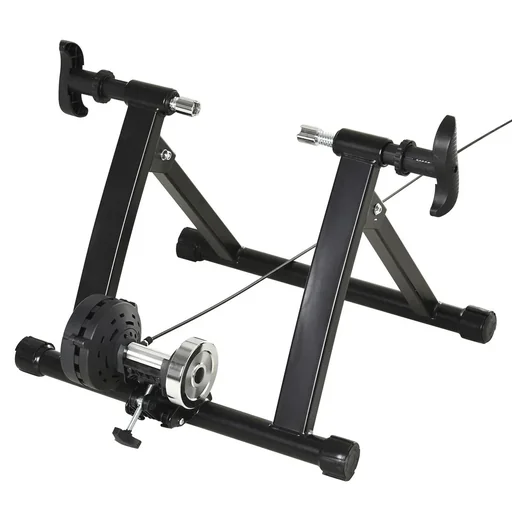 "Rollentrainer Fahrradtrainer Indoor Fahrrad Heimtrainer klappbar Magnetbremse 26"-29" Metall PP Schwarz 68 x 62,5 x 49 c image"