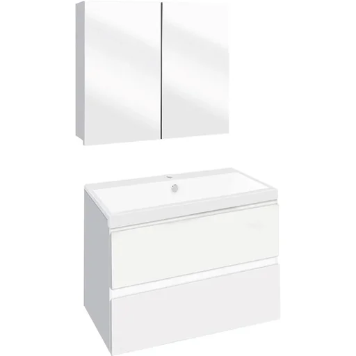 Concept Badezimmermöbel mit Spiegelschrank 60 cm, Weiß/Weiß