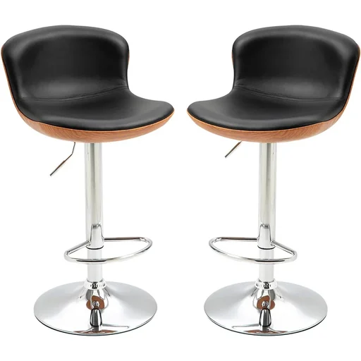 "Barhocker mit Fußstütze, 2er-Satz, schwarz image"