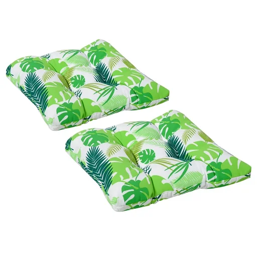 "2er-Set Sitzkissen Stuhlkissen Sitzauflage Gartenstuhlkissen leicht zu reinigen Grün gestreift 50L x 45B x 8T cm image"