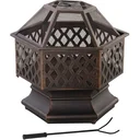 Feuerschale Feuerstelle mit Funkenschutz & Grillrost Feuerkorb Outdoor für Heizung BBQ Garten Terrase vintage Metall Bro