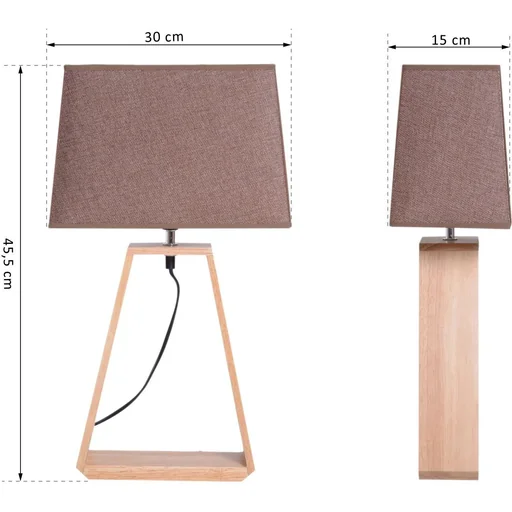 "Tischlampe Nachttischlampe Leselampe Stoffschirm Minimalistisch Eichenholz E27 40 W Skandinavisch image"