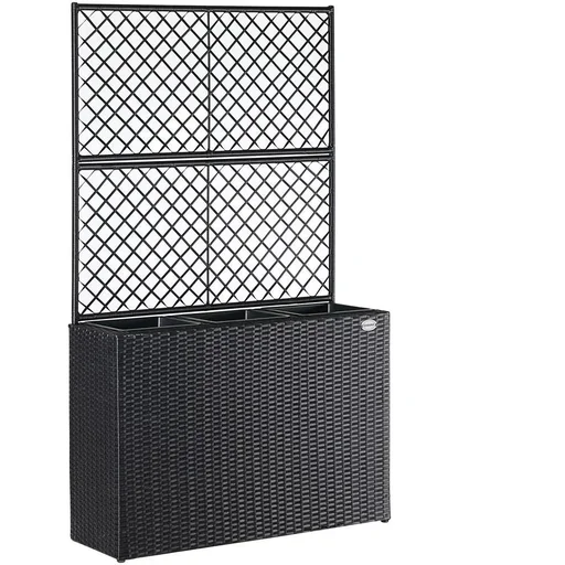 "Polyrattan Pflanzgefäß mit Spalier Schwarz image"