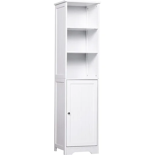 "Kommode Badezimmerschrank Badschrank Badregal Standschrank verstellbare Regale Holz Weiß 40 x 38 x 160 cm image"