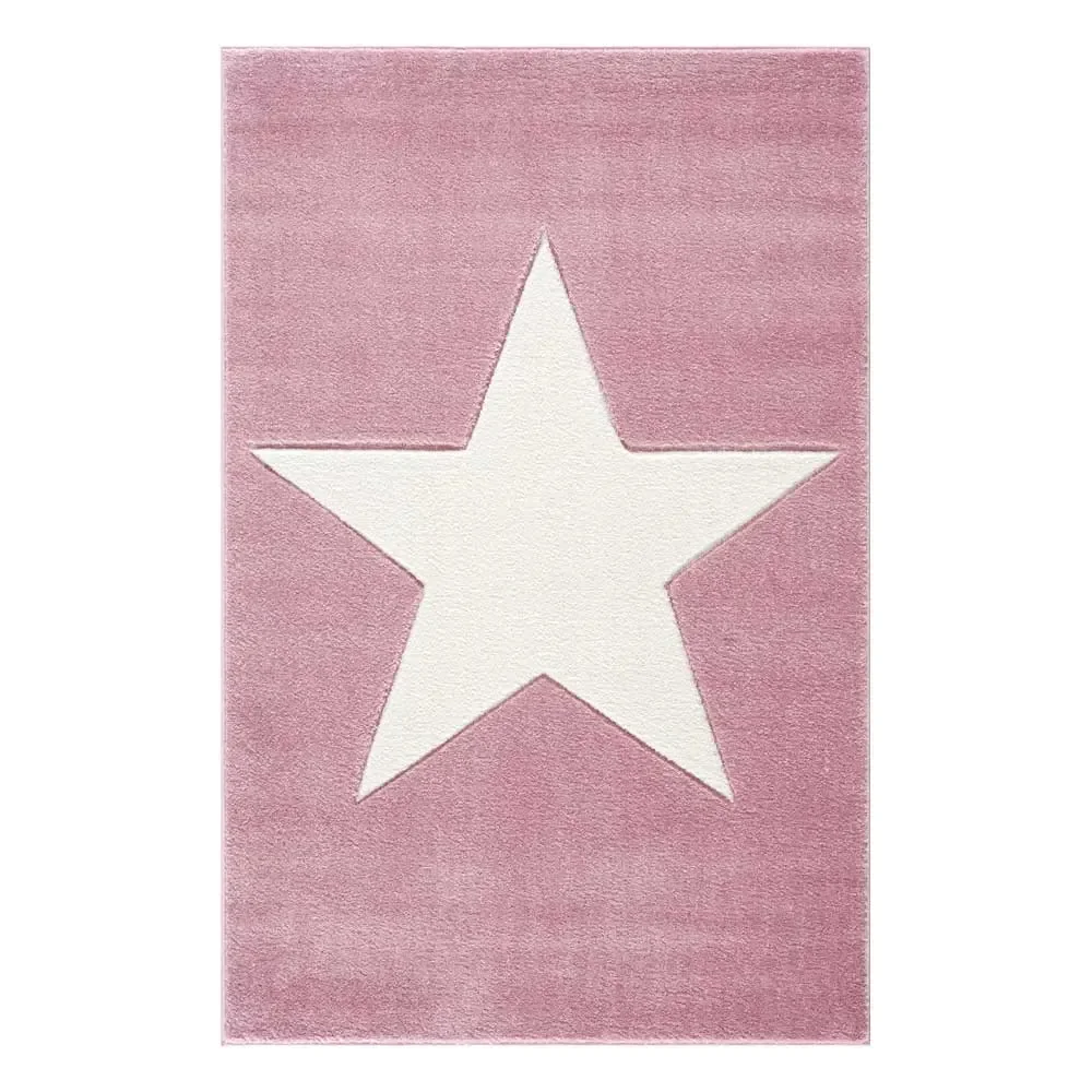 "Livone Kinderteppich Stern weiss auf rosa, Teppichgrösse: 160 x 230 cm image"