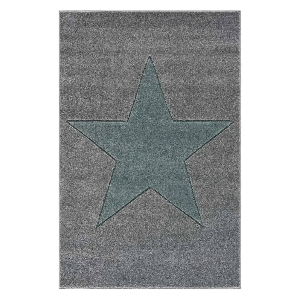"Livone Kinderteppich Stern mint auf grau, Teppichgrösse: 160 x 230 cm image"