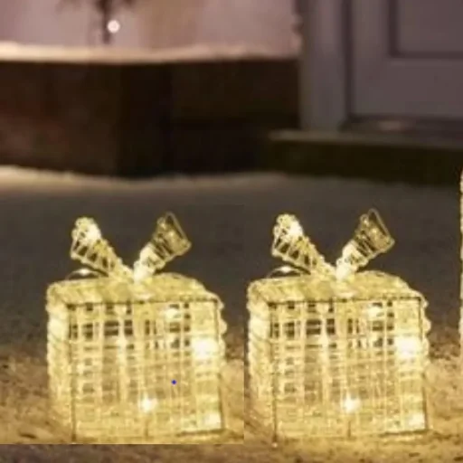 "SET aus 2 beleuchteten Geschenkboxen - 30 LED - 15 cm hoch image"