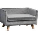 Hundesofa mit Holzbeinen Hundebett Haustiersofa Hundematte für kleine Hunde bis zu 11,25 kg Samt-Touch Grau 64 x 45 x 36