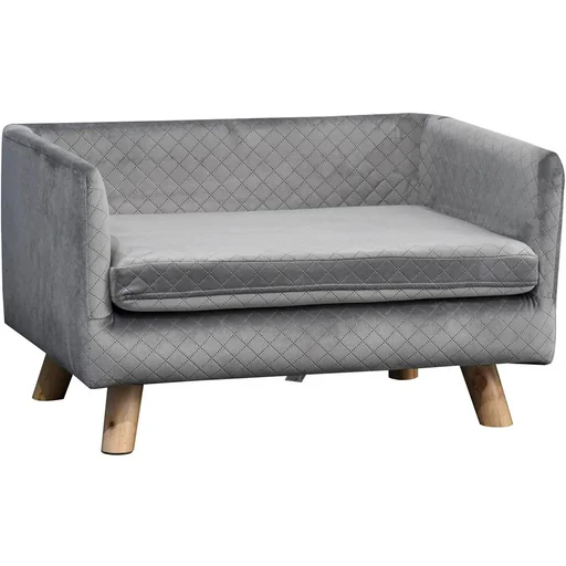 Hundesofa mit Holzbeinen, Grau, 64 x 45 x 36 cm