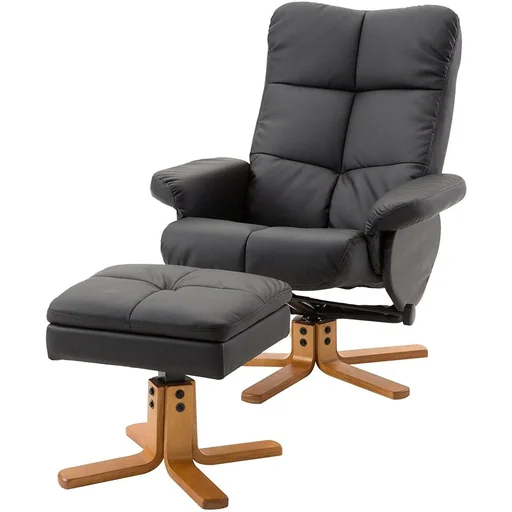 "Relaxsessel Fernsehsessel mit Hocker Liegefunktion Schwarz image"