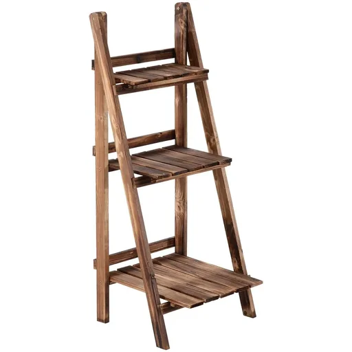 "Pflanzentreppe L40 x W37 x H93cm Blumenregal 3 Stufen Tannenholz image"