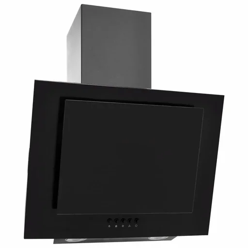 "Wandhaube 60 cm aus Edelstahl und gehärtetem Glas schwarz image"