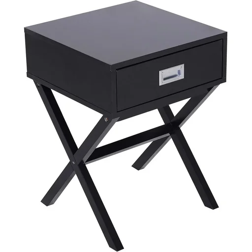 "Nachttisch Nachtkommode Flurkommode mit Schublade Holz schwarz 40 x 40 x 55 cm image"