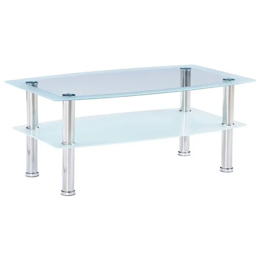 "Couchtisch 100x60x42 cm gehärtetes Glas weiß image"