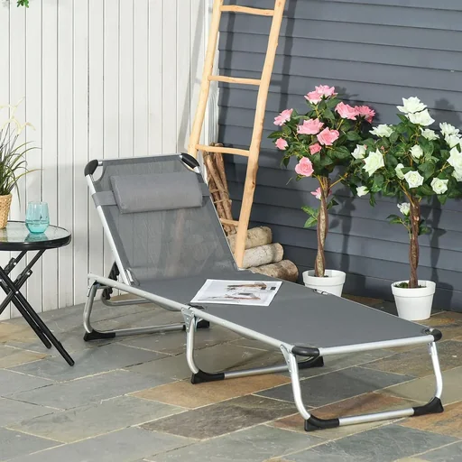 "Gartenliege 5-stufig verstellbar schwarz image"