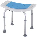 Duschstuhl Badehocker 6-stufig einstellbar Badestuhl Duschsitz Badehilfe Aluminium-Legierung PE EVA Blau+Weiß+Silber 52