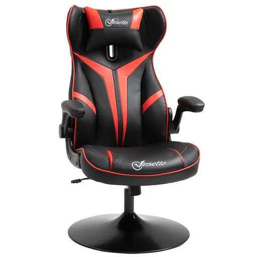 "Gaming Stuhl ergonomischer Computerstuhl mit Wippfunktion Drehstuhl höhenverstellbar Stahl Schwarz+Rot 67 x 75 x 106-112 image"