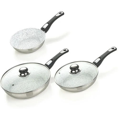 "Pfannen-Set Cerafit Mont Blanc mit Klick-Griff, 7-teilig - Edelstahlpfannen mit Keramik Spezial-Antihaftbeschichtung image"