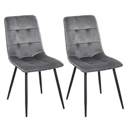 2er-Set Esszimmerstuhl Küchenstuhl Esstisch Schaumstoff Metall Grau+Schwarz 45 x