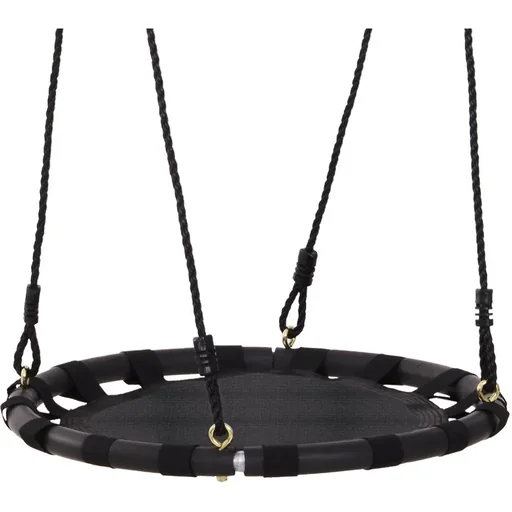 "Nestschaukel Tellerschaukel Kinderschaukel Kinder Rundschaukel bis 100 kg belastbar Metall Netzgewebe Schwarz Ø60 cm image"