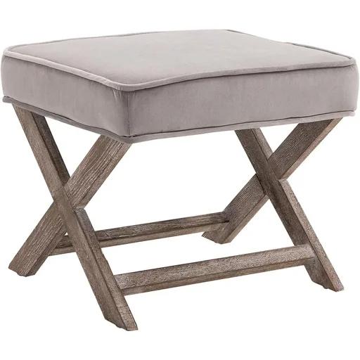 "Fußhocker Sitzhocker Fußbank Sitzbank Chesterfield Polsterhocker Fußablage Samt grau 49,5 x 45 x 41 cm image"