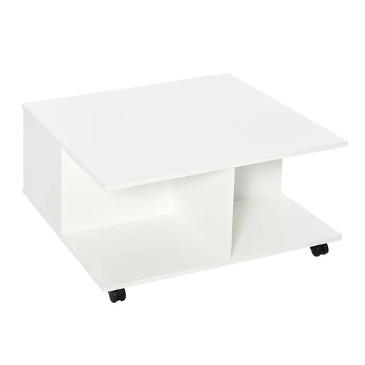 "Beistelltisch Couchtisch mit zwei ausziehbaren Schubladen 4 Rädern offenen Ablageflächen Kaffeetisch Wohnzimmertisch mod image"