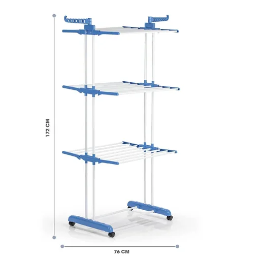 "Wäscheständer, mit 3 Ebenen und 2 Seitenflügeln, klappbar, Trockenfläche 17,5 Meter, 63 x 76 x 173 cm image"