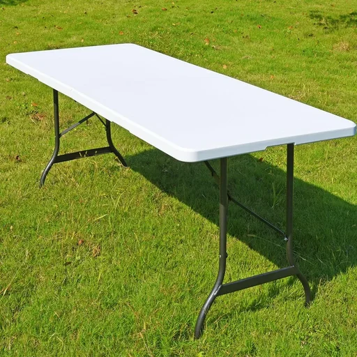"Faltbarer Gartentisch aus weißem Kunststoff 183x76cm image"